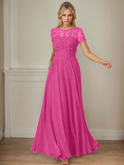 Dark Navy A-Line Boatneck Sequins Chiffon Dress