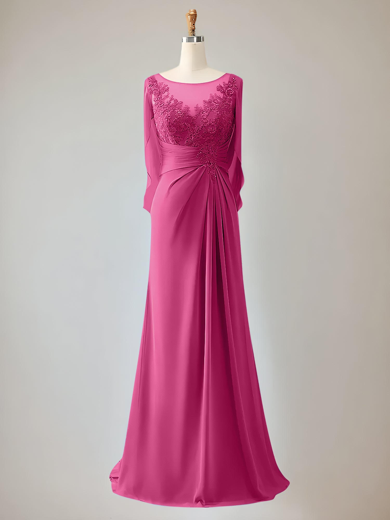 2 Sleeve Chiffon Mother of the Bride Dress With Beadings
