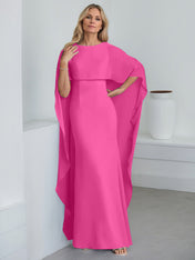 Sheath Scoop Floor-Length Chiffon Mother of the Bride Dress With Cascading Ruffles