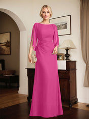 Sheath/Column Scoop Floor-Length Chiffon Mother of the Bride Dress With Pleated Beading