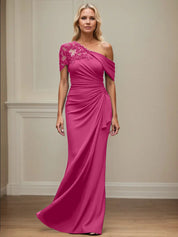 Trumpet/Mermaid Asymmetrical Mother of the Bride Dress with Appliques