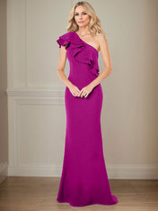 A-line One Shoulder Floor-Length Chiffon Mother of the Bride Dress With Ruffles