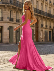 Yellow Beaded Halter Corset Prom Dress with High Slit