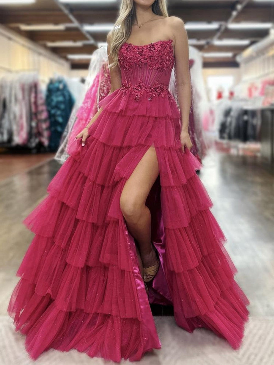 FuchsiaStraplessTieredRufflesCorsetPromDresswithSlit_2.jpg