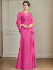A-Line/Princess Scoop Floor-Length Mother of the Bride Dresses with Pleated & Sequins