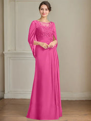 A-Line/Princess Scoop Floor-Length Mother of the Bride Dresses with Pleated & Sequins