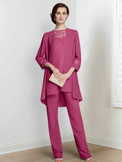 Chiffon Long Sleeves Mother Of The Bride Pantsuits With Jacket