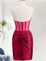 Fuchsia Bodycon Strapless Corset Short Homecoming Dress
