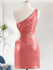 Fuchsia One Shouder Bodycon Short Homecoming Dress