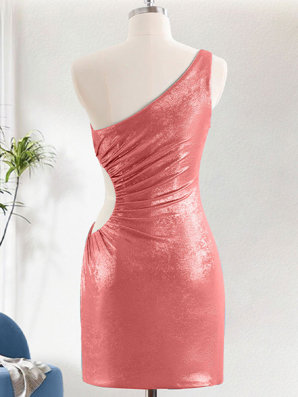 Fuchsia One Shouder Bodycon Short Homecoming Dress