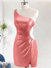 Fuchsia One Shouder Bodycon Short Homecoming Dress