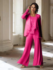 Chiffon Long Sleeves Mother of the Bride Pantsuits with Jacket