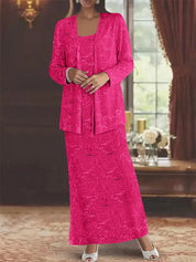 Robes de mère de la mariée en mousseline avec paillettes et veste 