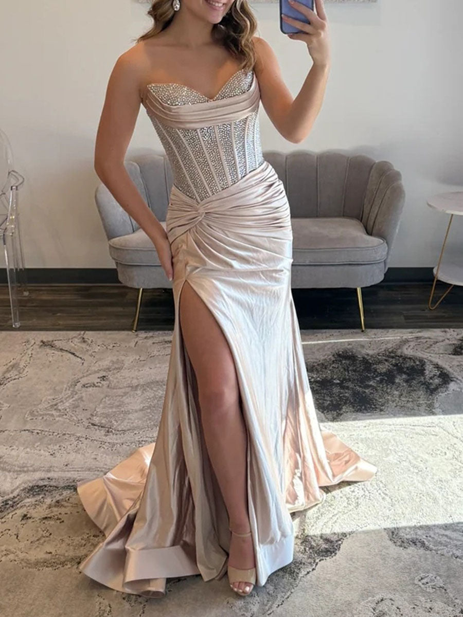 GlamorousChampagneStraplessCrystalCorsetSatinPromDresswithHighSlit_2.jpg