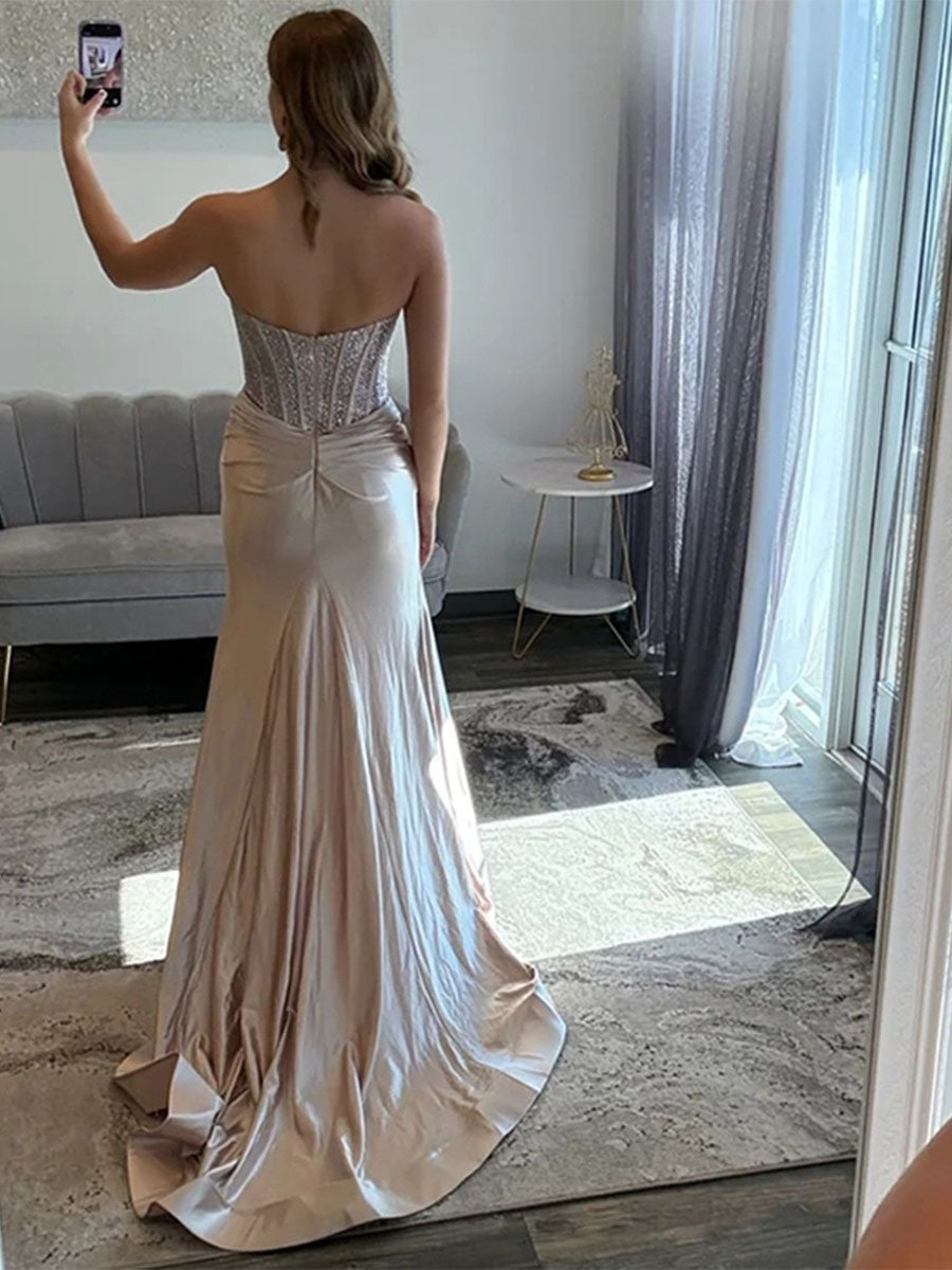 GlamorousChampagneStraplessCrystalCorsetSatinPromDresswithHighSlit_3.jpg