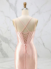 Glamorous Pink Shimmer Satin Corset Prom Dress with Crystal Bust