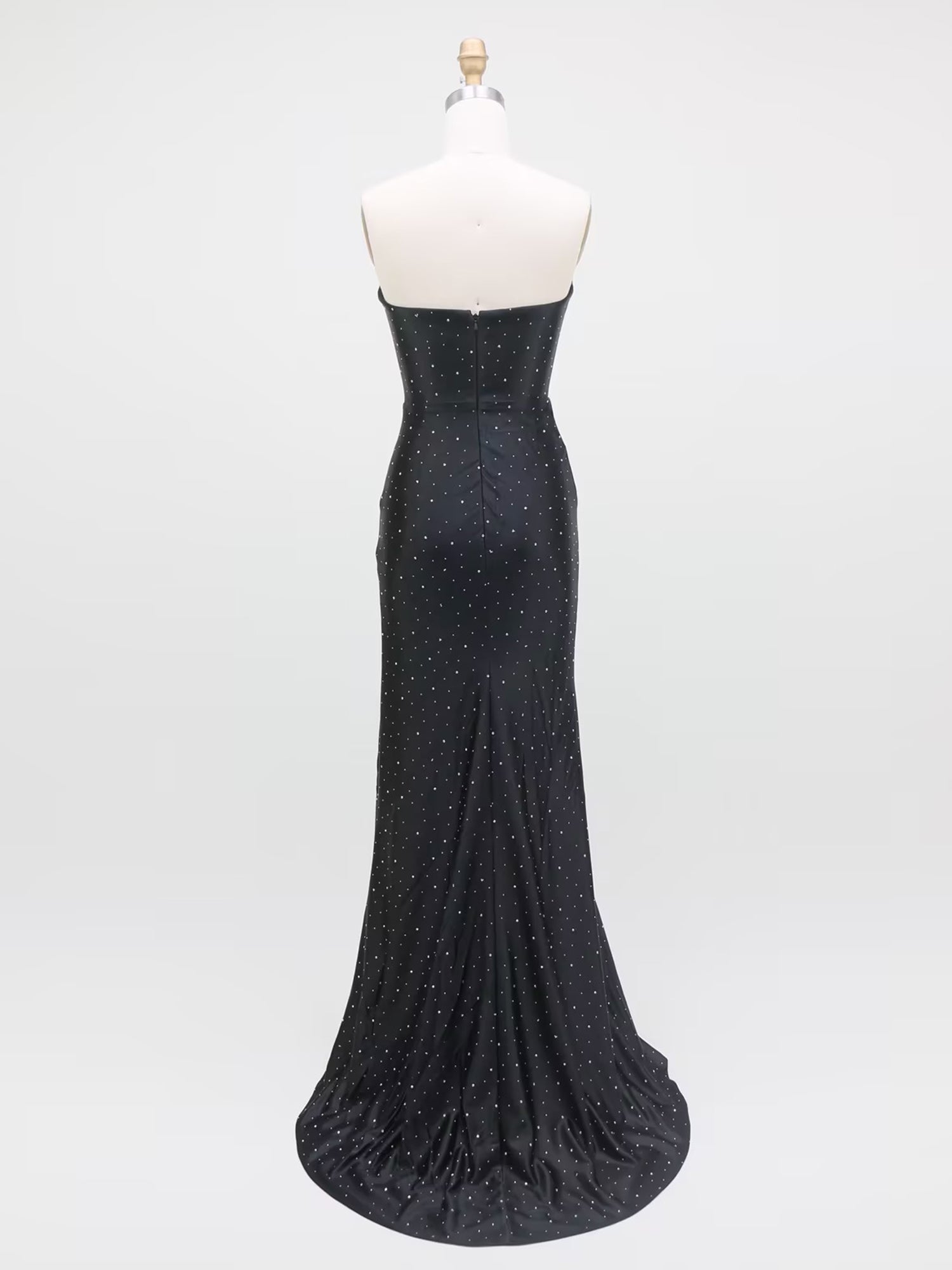 Glamour Black Crystal Embellished Ruffle Prom Dress with Slit