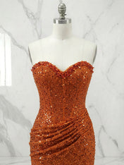Glitter Strapless Mermaid Sequined Short Mini Homecoming Dress