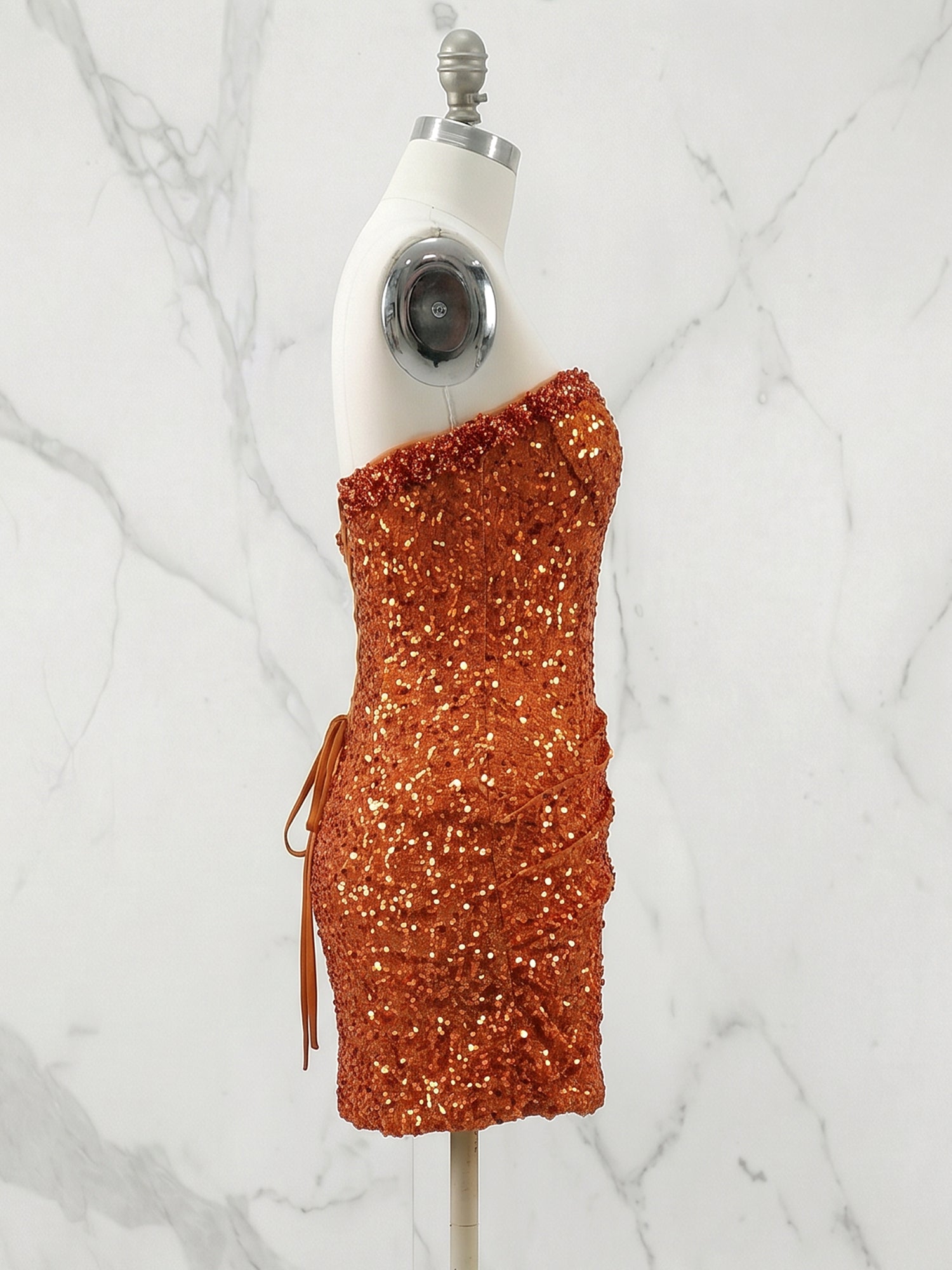 Glitter Strapless Mermaid Sequined Short Mini Homecoming Dress