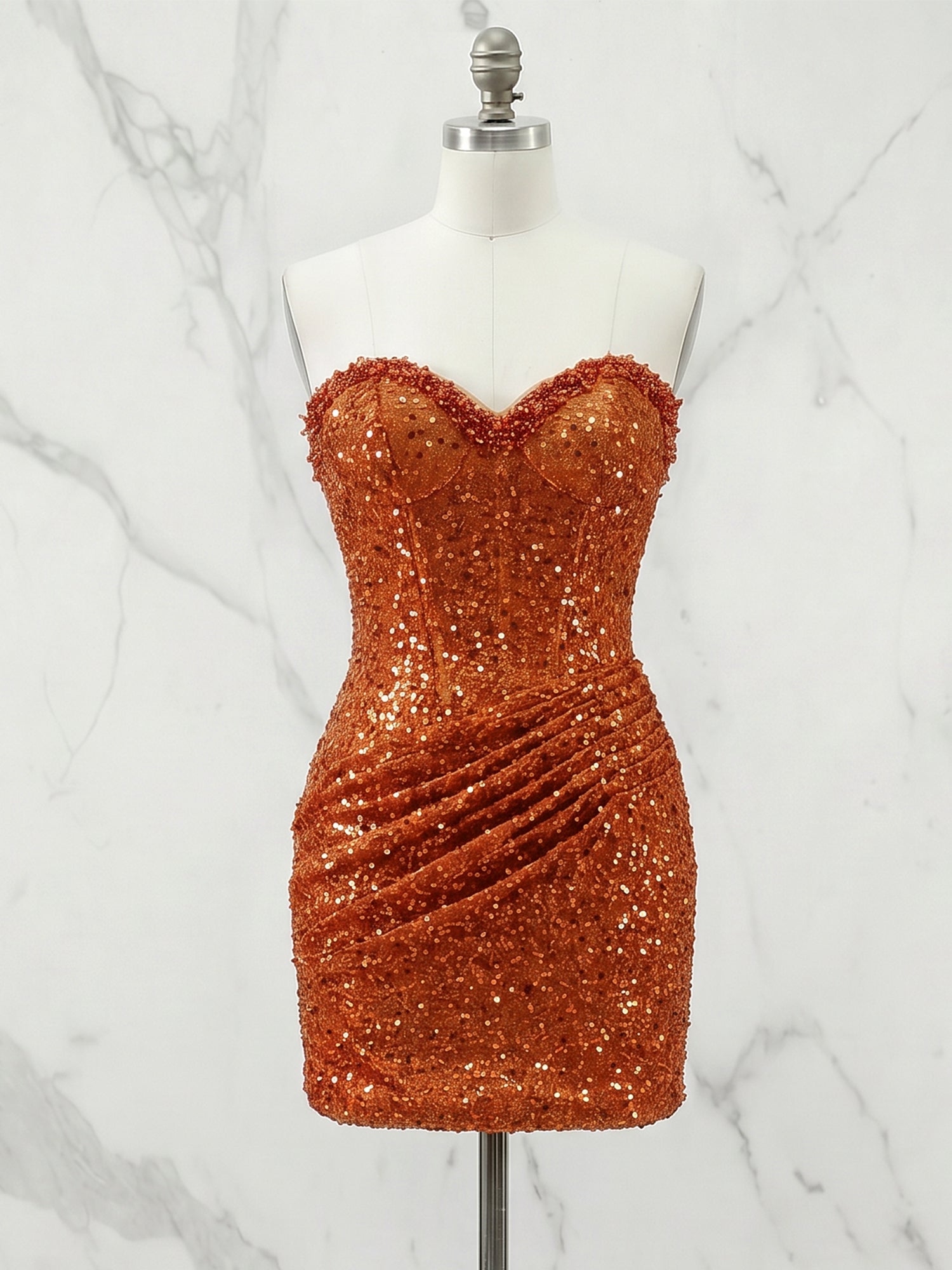 Glitter Strapless Mermaid Sequined Short Mini Homecoming Dress