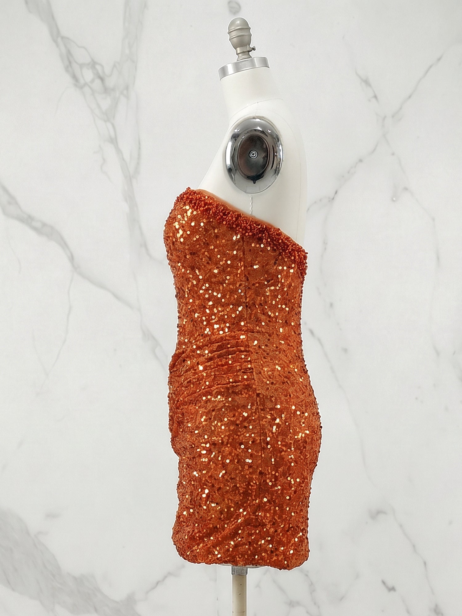 Glitter Strapless Mermaid Sequined Short Mini Homecoming Dress