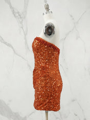Glitter Strapless Mermaid Sequined Short Mini Homecoming Dress