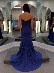 Glitter Sweetheart Sheer Lace Corset Prom Dress with Slit