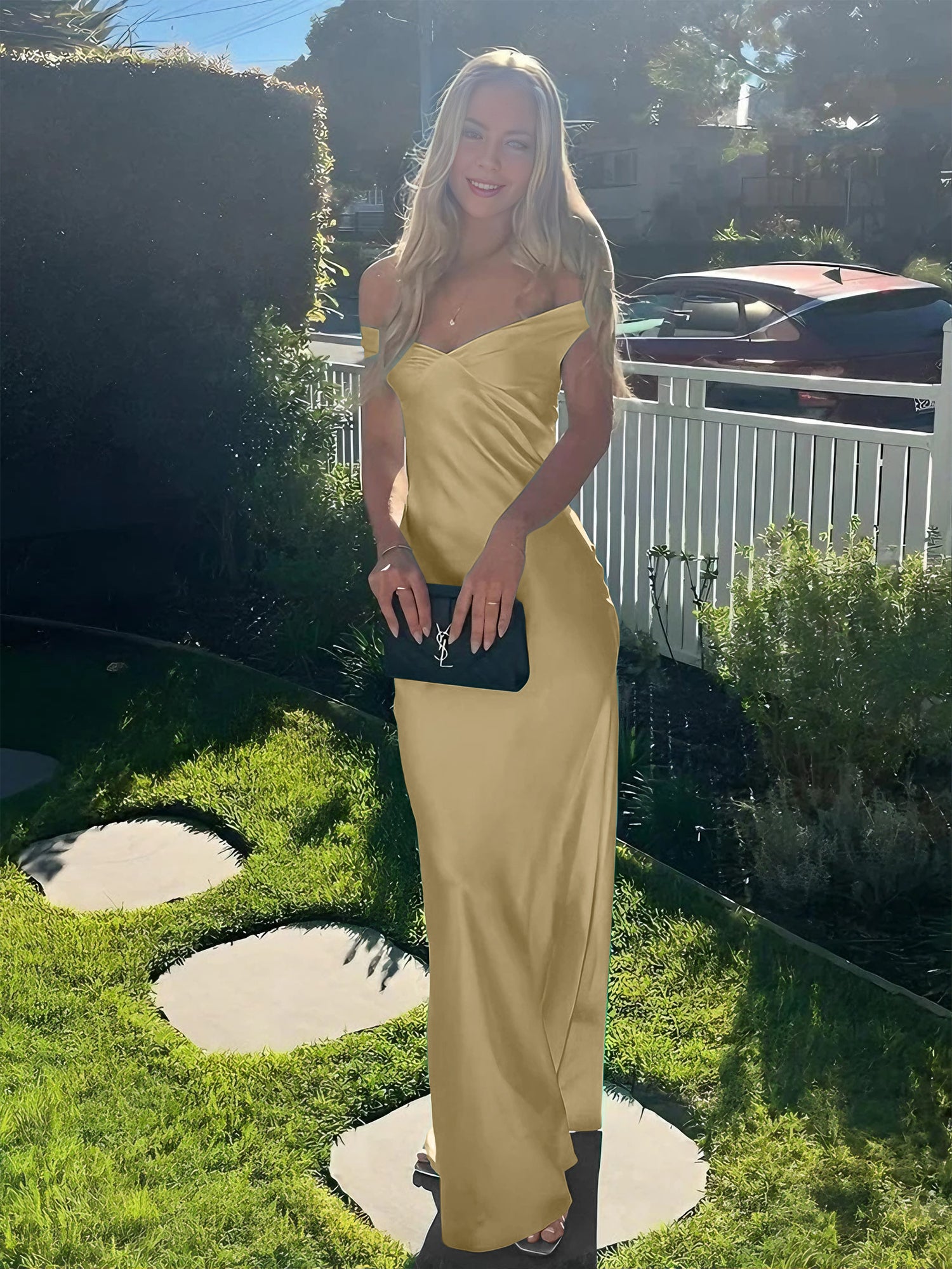 aqua gold dress Azazie Aqua