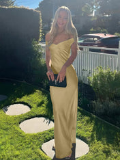 Aqua Mermaid Off The Shoulder Sheath Satin Long Prom Dress