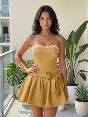 Fuchsia Pearl Corset Short Homecoming Dresses Large Waist Bow Lace Up Back