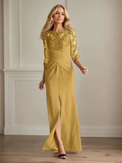 Robe fourreau en crêpe extensible prune pour mère de la mariée 