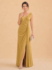 V-Neck Faux-Wrap Evening Gown with Side Draping Mother of The Bride Dresses