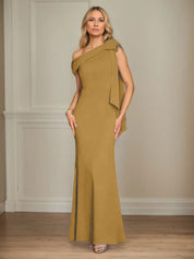 Trumpet/Mermaid One Shoulder Sleeveless Stretch Crepe Mother of the Bride Dress With Bow
