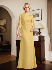Sheath/Column Scoop Floor-Length Chiffon Mother of the Bride Dress With Pleated Beading