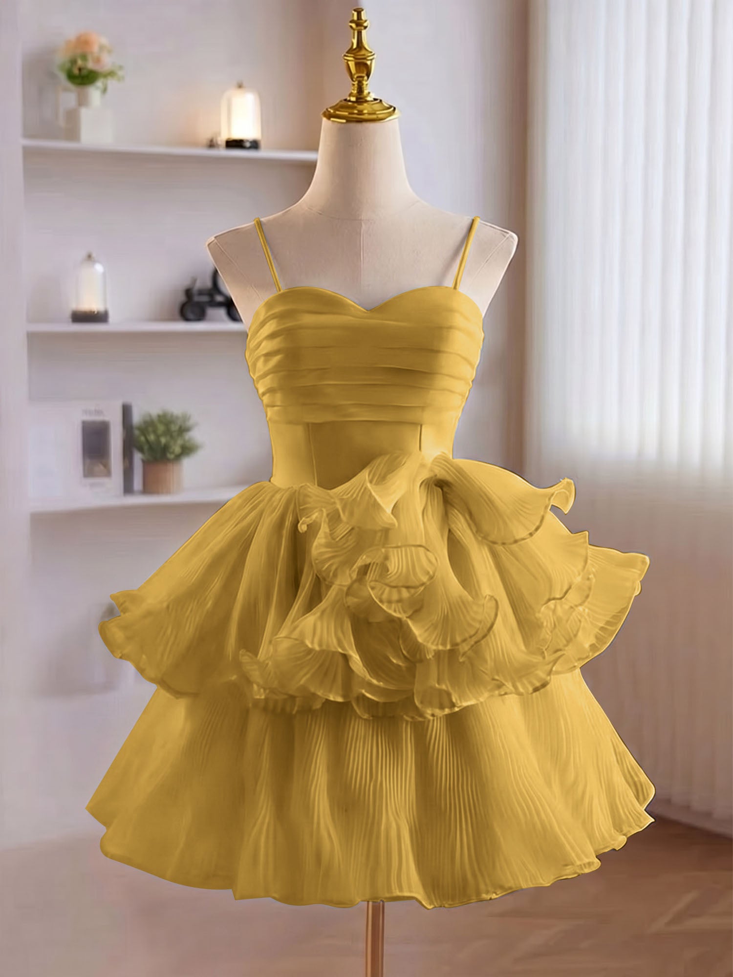 A-Line Ruffles Tiered Short Homecoming Dress