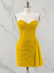Strapless Sweetheart Draped Mini Homecoming Dress