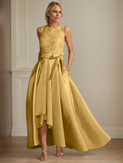 A-Line/Princess Jewel Neck Sleeveless Mother Of The Bride Dresses With Pleats Lace