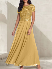 Charcoal Grey A-Line Scoop Long Mother of the Bride Dress With Beadings