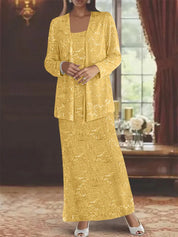 Robes de mère de la mariée en mousseline avec paillettes et veste 