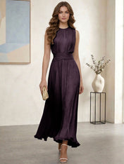 Ethereal Formal Evening Dress Ice Blue Pleated Chiffon Maxi Gown