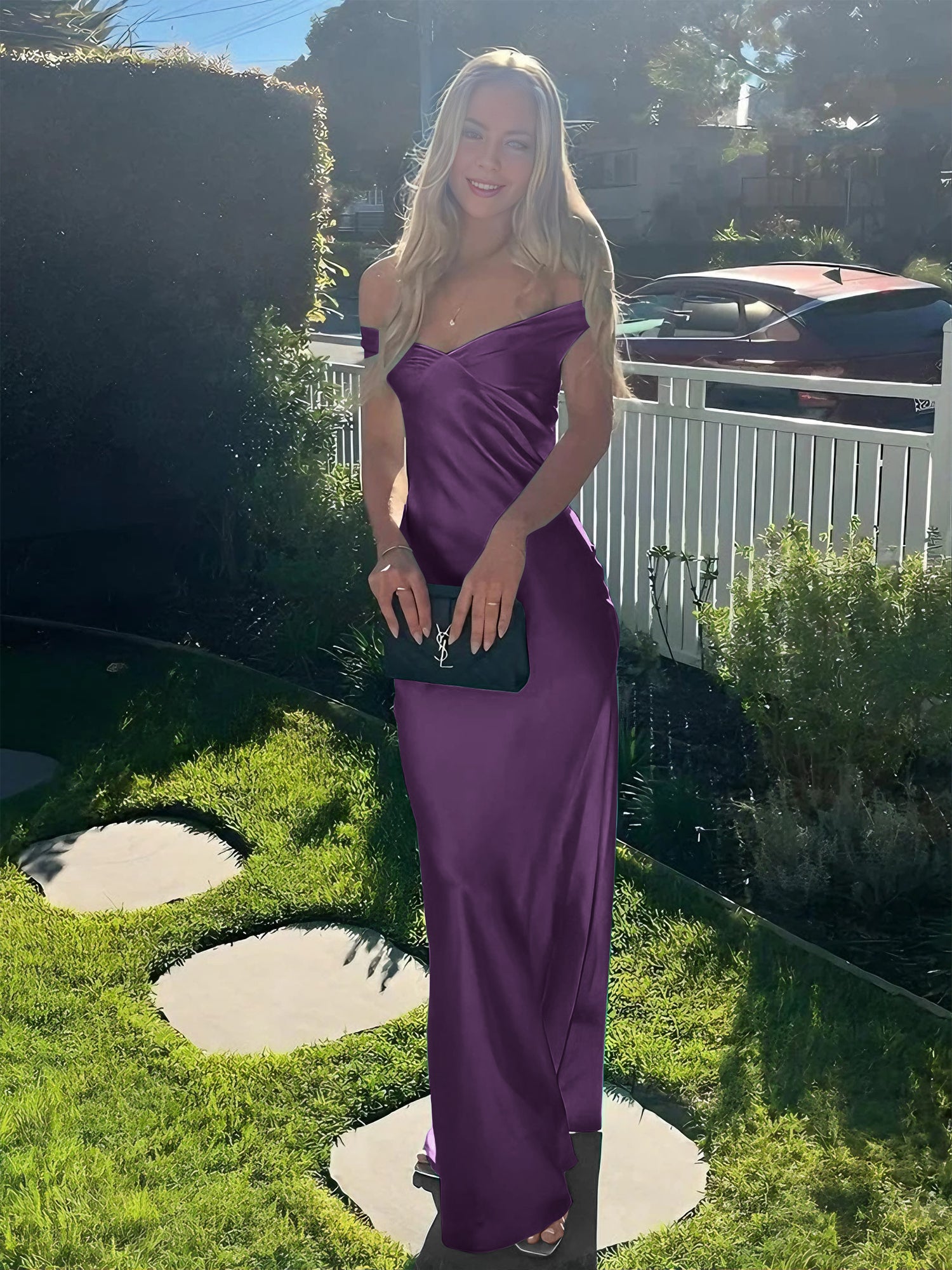 Aqua Mermaid Off The Shoulder Sheath Satin Long Prom Dress