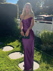 Aqua Mermaid Off The Shoulder Sheath Satin Long Prom Dress