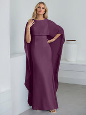 Sheath Scoop Floor-Length Chiffon Mother of the Bride Dress With Cascading Ruffles