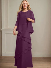Robe fourreau en mousseline de soie pour mère de la mariée, longueur au sol 