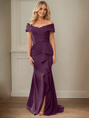 Sheath/Column V-Neck Illusion Floor-Length Lace Chiffon Mother of the Bride Dress With Pleated Sequins