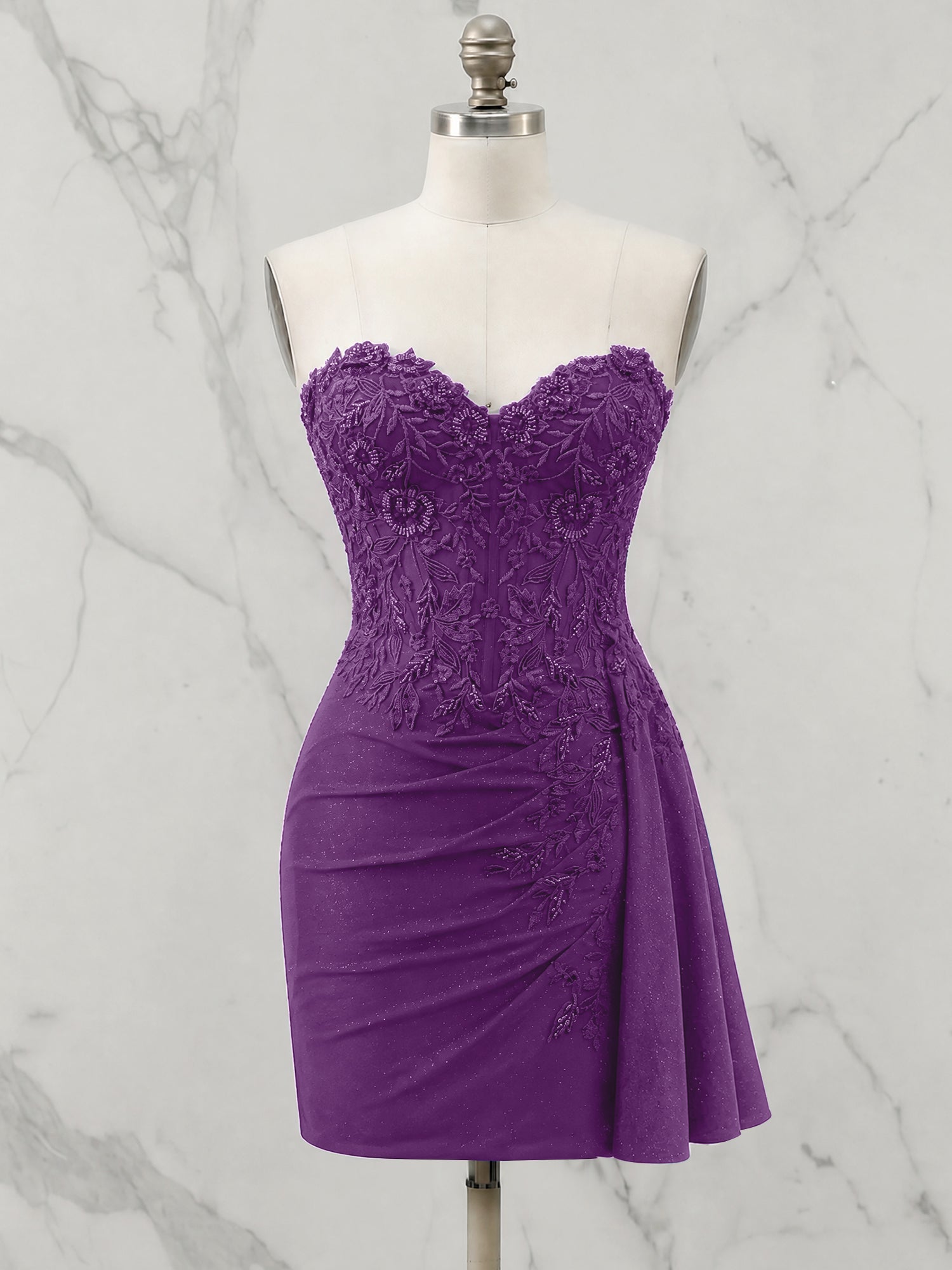 Strapless Sweetheart Draped Mini Homecoming Dress