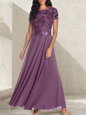 Charcoal Grey A-Line Scoop Long Mother of the Bride Dress With Beadings