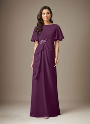 Dark Navy Sheath Beaded Chiffon Dress