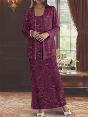 Robes de mère de la mariée en mousseline avec paillettes et veste 