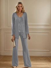 Chiffon Mother of the Bride Pantsuits with Jacket